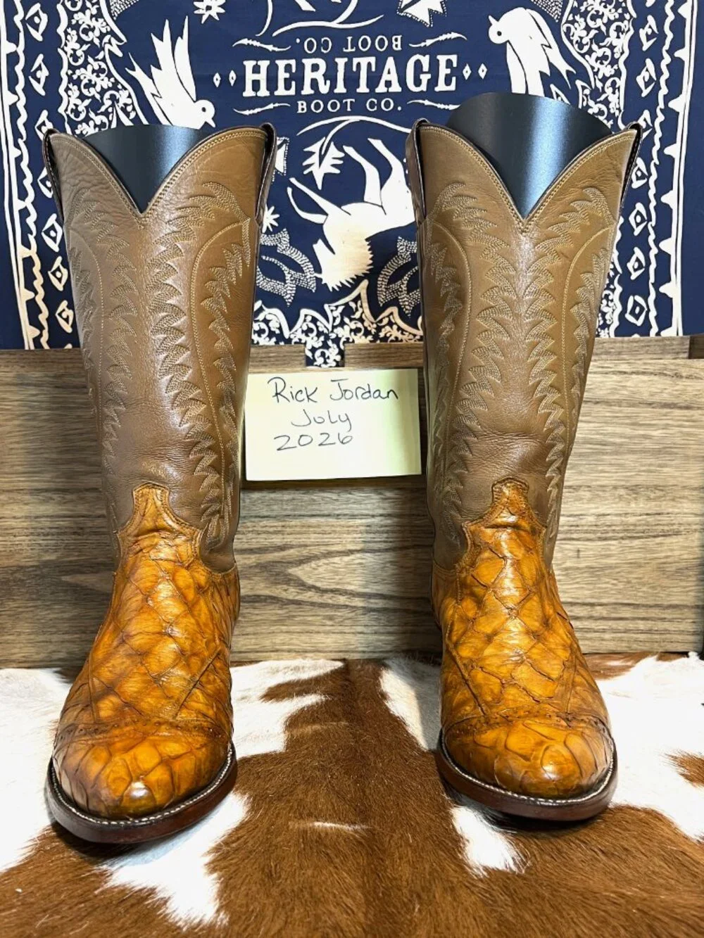 Justin's Genuine Exotic Leather Cowboy Boots in Men's Size 8.5D
